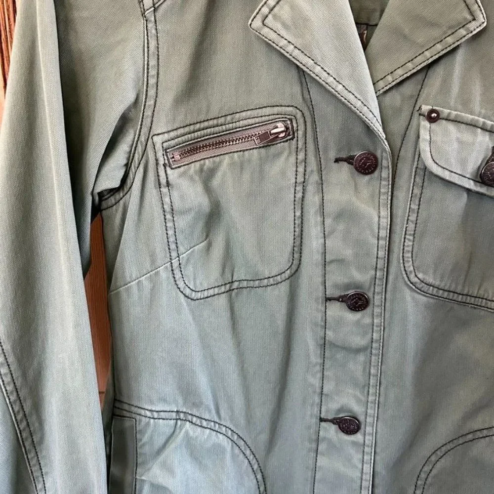 Patagonia XS Green Button Front Jacket Organic Cotton Broken Twill‎ Jacket